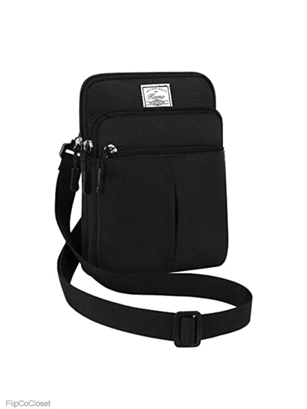 Polyester Waterproof Crossbody Phone Bag 3 Zip Waist Travel Pouch